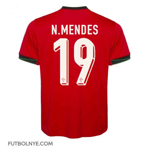 Camiseta Portugal Nuno Mendes #19 Primera Equipación Eurocopa 2024 manga corta